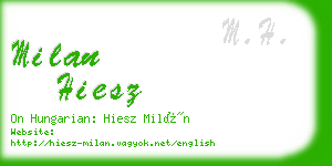 milan hiesz business card